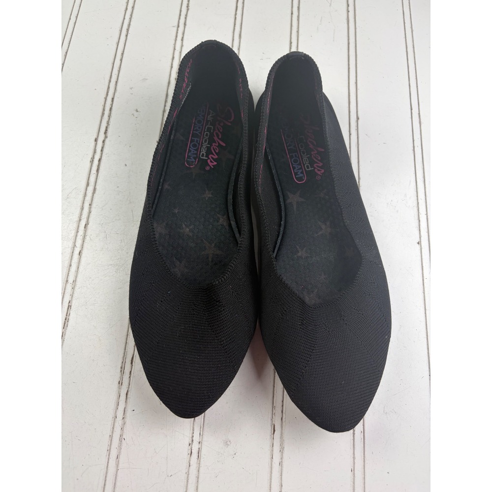 Skechers Cleo Style Stretch Fit Black Knit Ballet Flats Women's Size 7.5 - Picture 3 of 10